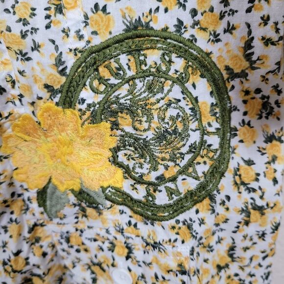 Guess Yellow Rose Floral Print Button Down Shirt Size Small Vintage (2318) - Picture 2 of 7